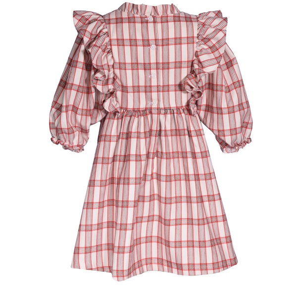 Plaid Ruffle Smocked Dress with Ribbon Bows - Picture 3 of 8